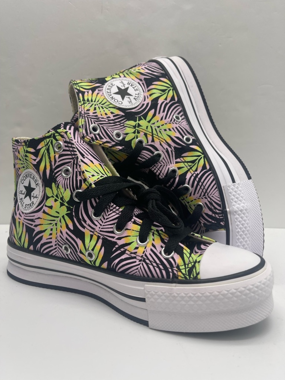 Converse WMNS CTAS EVA Lift Hi A01201C Blk/Pink Foam/Lime Rave Platform Sneakers - Picture 14 of 16